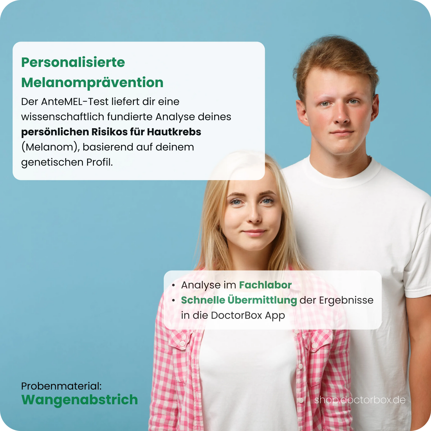 AnteMEL-Test zur Analyse des persönlichen Hautkrebsrisikos (Melanom) per Wangenabstrich – Auswertung im Fachlabor.