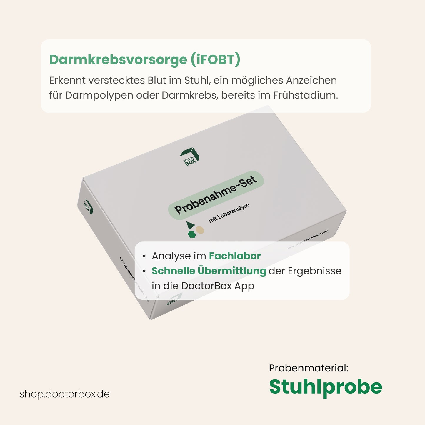 iFOBT-Test zur Darmkrebsvorsorge: Erkennt verstecktes Blut im Stuhl – Laboranalyse mit schneller Ergebnisübermittlung.