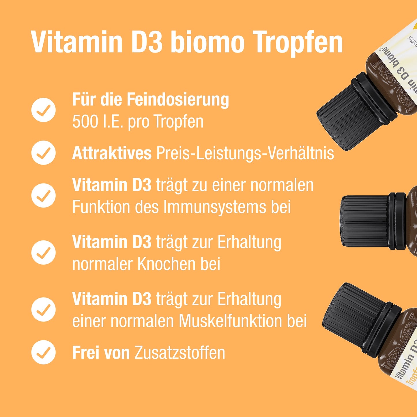 Vitamin D3 biomo® drops – Adjustable dosage